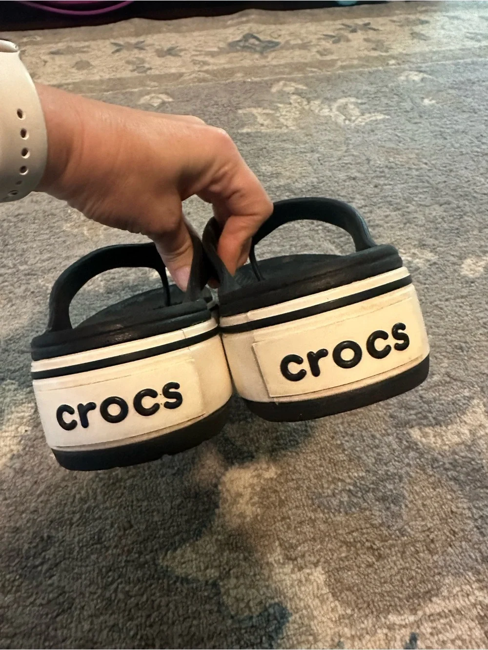 Crocs Women’s Platform Flip Flop Sandals Black & White Size 9